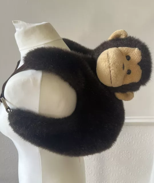 Vintage plush soft toy monkey rucksack backpack 42cm￼