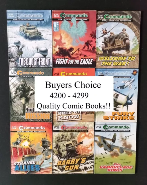 Commando War Comic Books: 4200 - 4299  Buyers Choice! Very Good Quality!