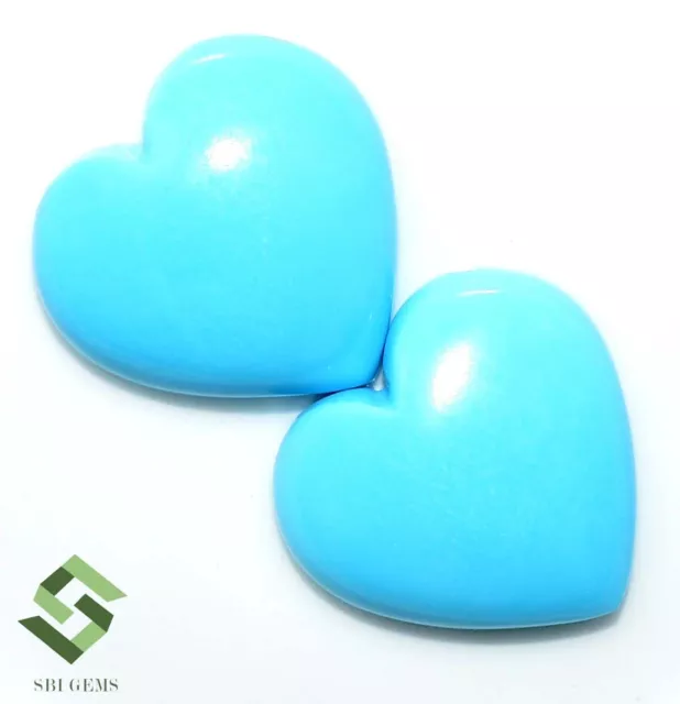 15x15 mm Natural Turquoise Heart Shape Cabochon Pair 12.56 CTS Loose Gemstones