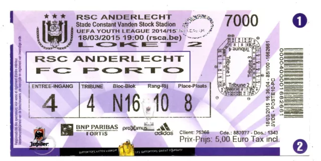 Ticket EC RSC Anderlecht - FC Porto 18.03.2015 UYL