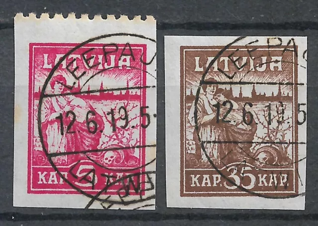 1919 LATVIA Set of 2 Used stamps (Yvert # 34,36) CV €10.50