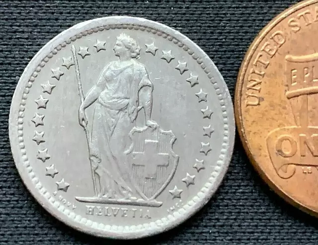 1968 Switzerland 1/2 Franc Coin AU   High Grade World Coin   #K2153