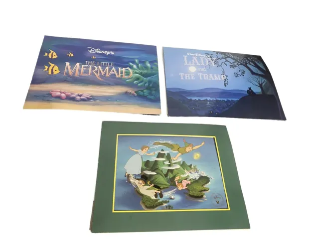 Disney Exclusive Lithograph Portfolio Lot of 3 - Little Mermaid/PeterPan/LadyTra