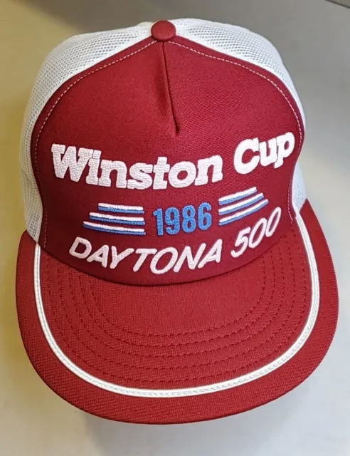 RARE VINTAGE NWT 80s Nascar Winston Cup Daytona500 Trucker Mesh Hat Cap