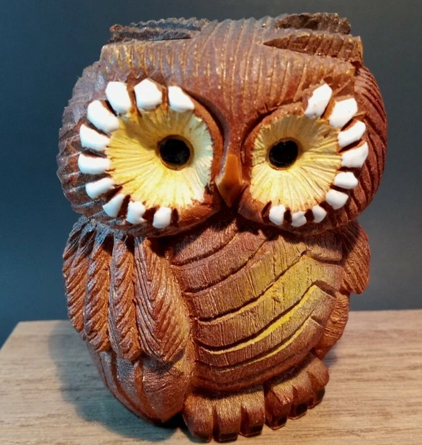 Vintage Artesania Rinconada OWL Brown 3.5" Signed Uruguay