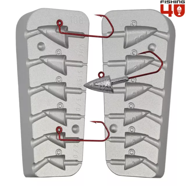 Fish Head Jig Mould 6-8-10-12-15-20g Uses VMC 5150 Hooks_Fishing lead mould