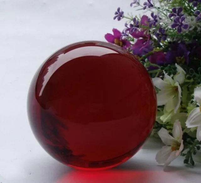 40mm Asian Rare Natural Quartz Red Magic Crystal Healing Ball Sphere + Stand