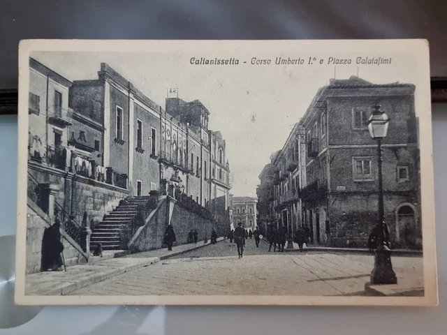Cartolina Caltanissetta - Corso Umberto I E Piazza Calatafimi Fp/ Vg