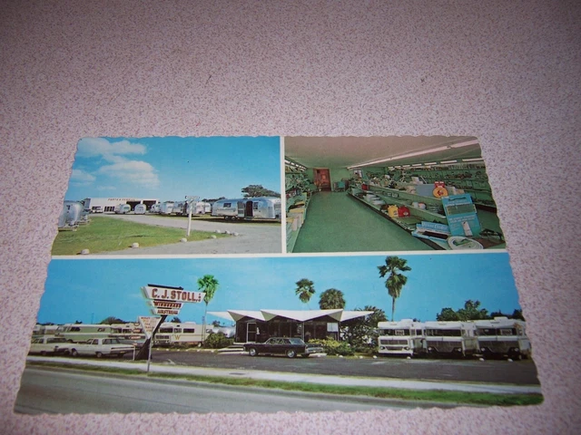 1960s C.J. STOLL CAMPER SALES ST. PETERSBURG FL. VTG POSTCARD