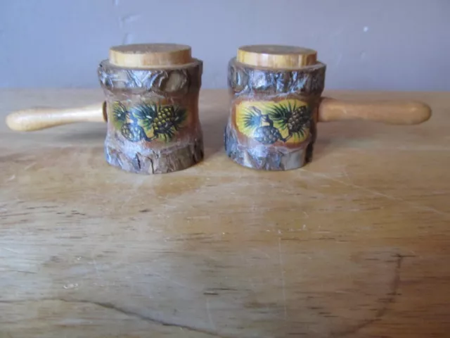 BROWN COUNTY STATE PARK Wooden Pipe Shape Salt & Pepper Shakers~Made in Japan