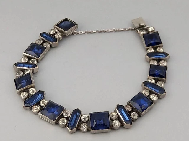 14Ct Princess Lab Created Sapphire Women's Tennis Bracelet 14K White Gold Plated