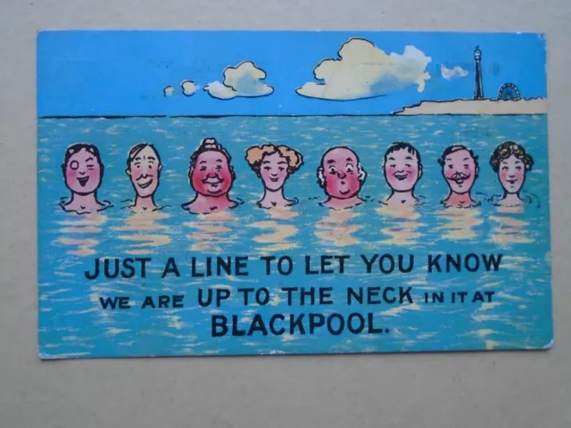 Comic Postcard 'Just A Line To Let You Know....' Blackpool 1913