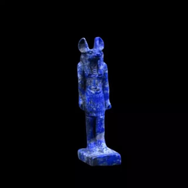 UNIQUE ANCIENT EGYPTIAN ANTIQUE Statue Of God Anubis Made Gemstone Lapis Lazuli