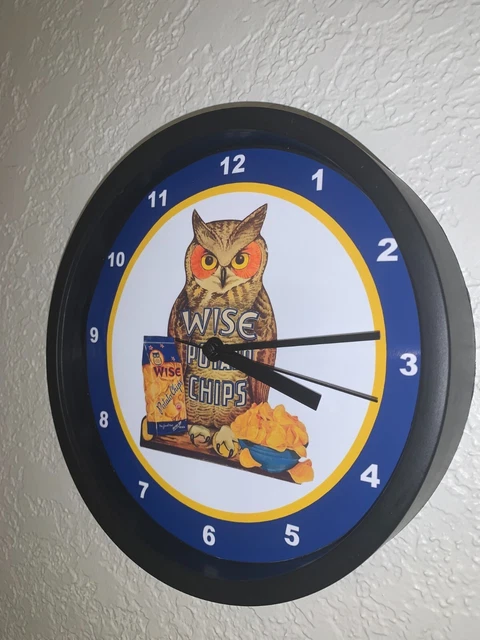 Wise Owl Potato Chips Grocery Store Diner Kitchen Advertising Clock Sign