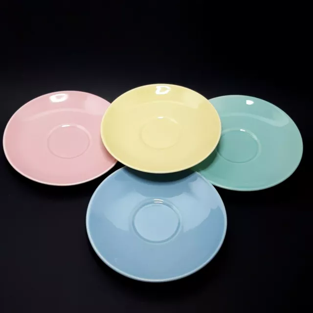 Vintage Lu Ray Saucers Pastel 4 Blue Green Pink Cream Taylor Smith Taylor