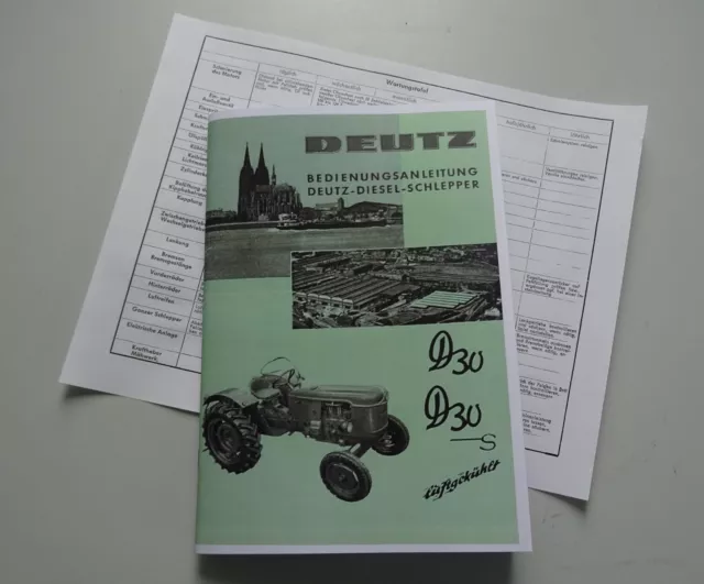 Bedienungsanleitung Deutz D30 D30 S Betriebsanleitung Handbuch