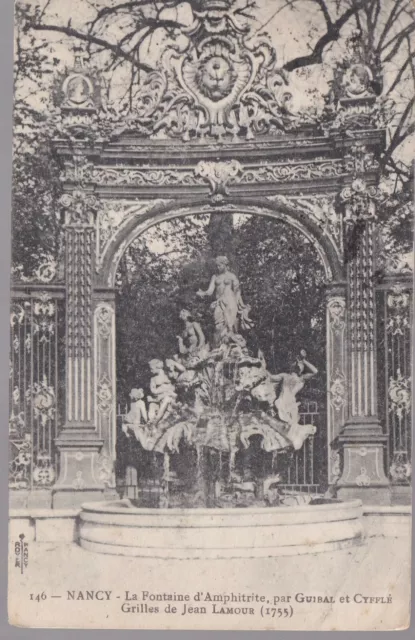 NANCY 54 Fountain of Amphitrite CPA written in Maurice THIBOUT 14 La Cambe 2-7-1919