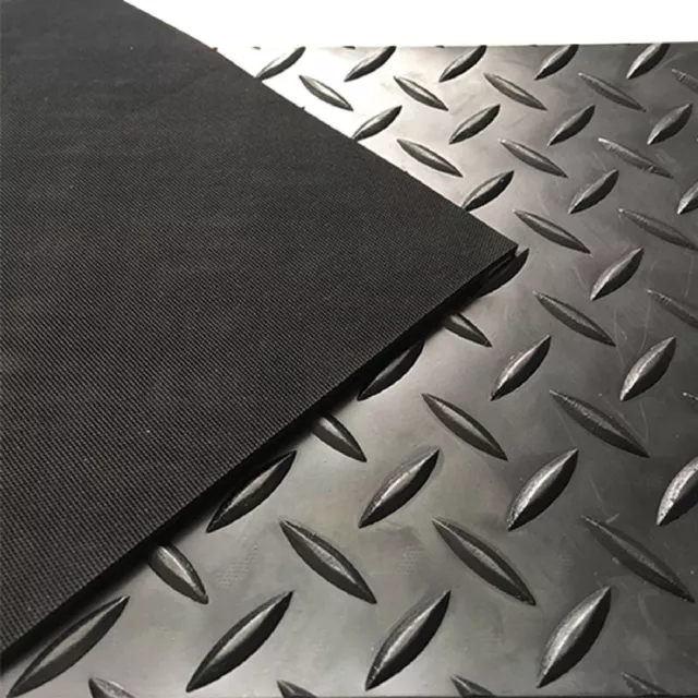 3MM Checker Heavy Duty Rubber Flooring Non Slip Matting Garage Large Diamond 2