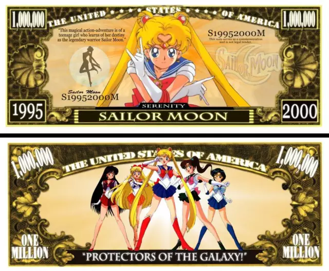 SAILOR MOON! BILLET de collection 1 MILLION DOLLARS US! Série MANGA Dessin Animé