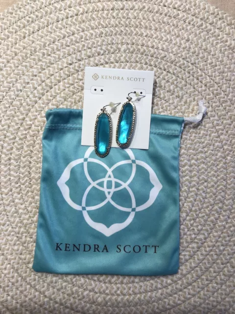 Kendra Scott Layla Gold Tone London Blue Illusion Drop Earrings EUC