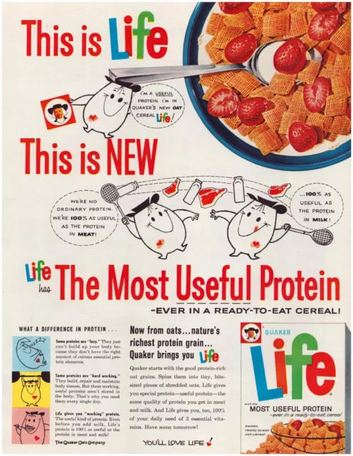 Print Ad Life Cereal 1961 Quaker Full Page Large Magazine 13.5"x10.5"