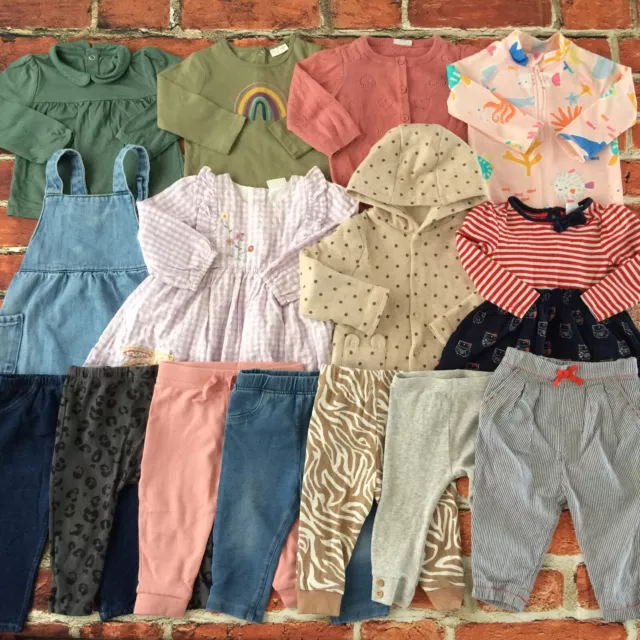 Baby Girls 6-9 Months Clothes Bundle Dress Cardigan Joggers M&S Next George etc