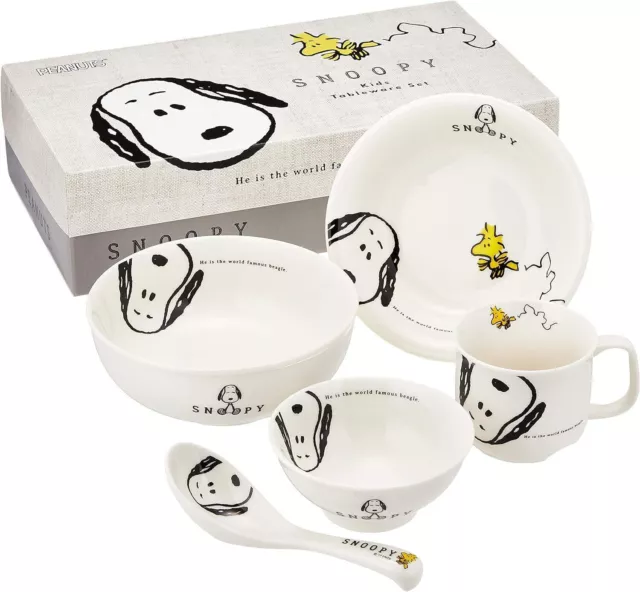 PEANUTS Snoopy Kindergeschirr-Set aus Keramik, Teller, Tasse, Schüssel, AT0115Y