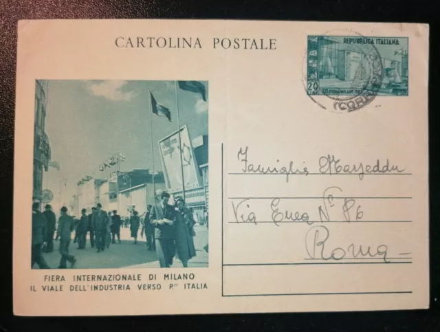 1951 Cartolina Repubblica Intero Postale Fiera Internazionale Di Milano Vg.