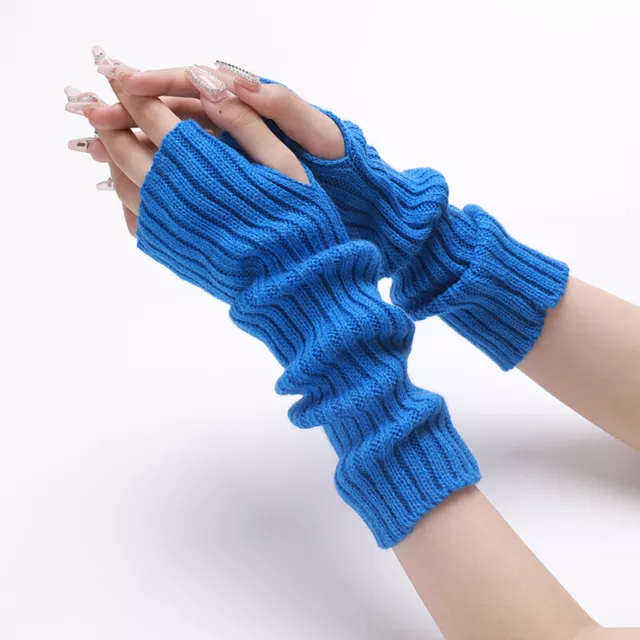 New Women Fingerless Gloves Arm Warmers Goth Knitted Kawaii Work Gloves Ankle