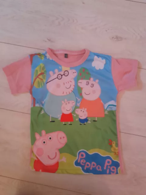 T-Shirt - Gr. 116 - Peppa Pig und Familie Wutz - bunt / rosa