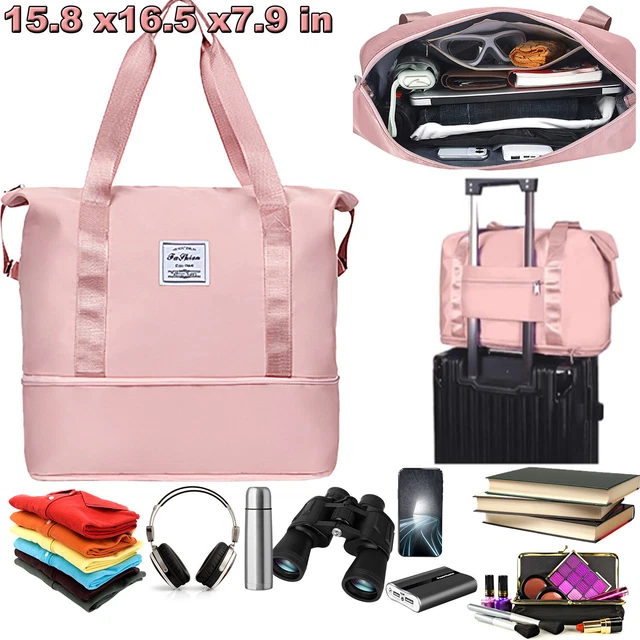 Womens Large Capacity Folding Travel Duffel Bag Gym Tote Weekender Overnight Bag