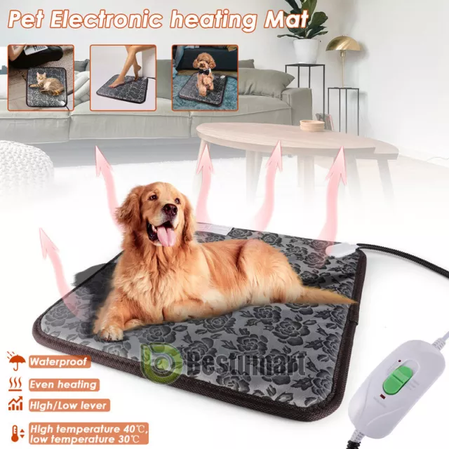 17.7in Pet Heating Pad Cats Electric Outdoor Dog Warming Bed Mat Chew Resistant