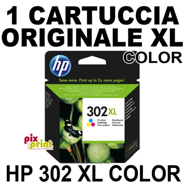 HP 302XL COLORE ORIGINALE 1 CARTUCCIA XL - Deskjet 1110 2300 3600 Envy 4500 4522