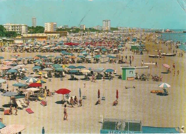 Cervia Milano Marittima La Spiaggia Animata Bar Celeste Anno 1962 Viaggiata