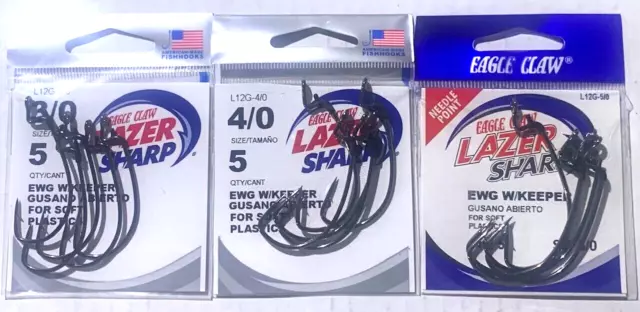 SKEET REESE 15CT EWG 5/0 Worm Hooks Eagle Claw Lazer Sharp American NEEDLE  POINT $6.99 - PicClick