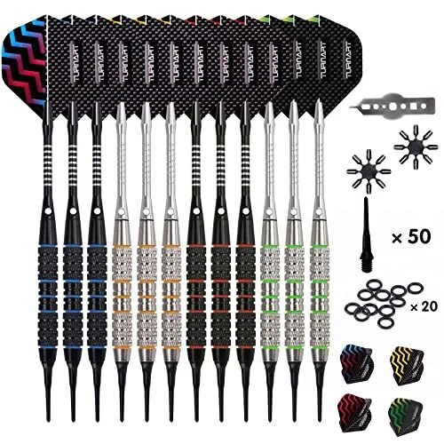 Turnart Flechette Pointe Plastique Fléchettes 9 pcs 18 Grammes avec 50 Pointe Fl