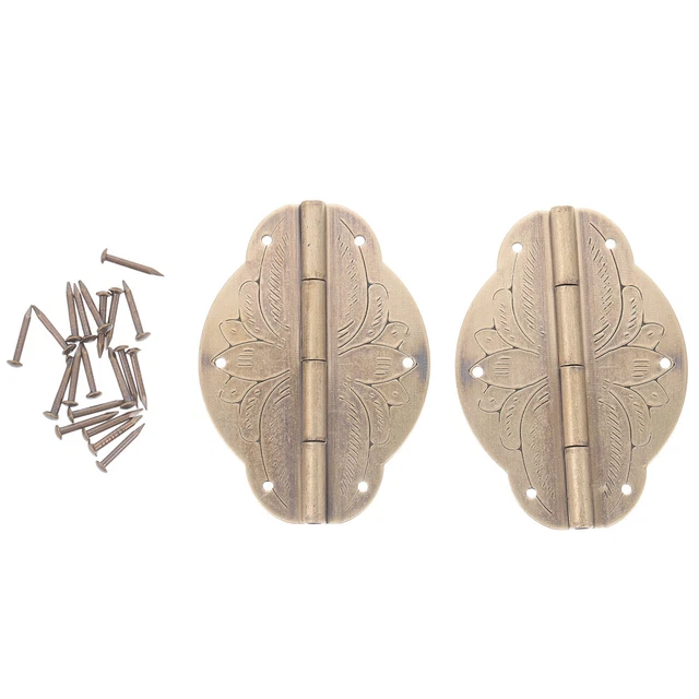 2 Pcs Copper Wooden Box Hinge Small Brass Hinges Vintage Furniture Cabinet