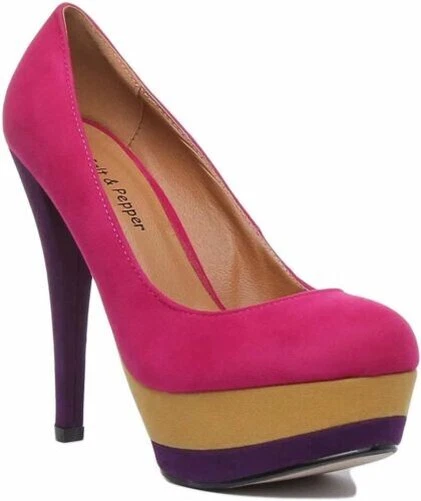 Décolleté Con Plateau E Tacco Largo 9 Cm - QUEEN HELENA K3457, In Ecopelle Con Fibbia, Suola In Gomma, Per Donna