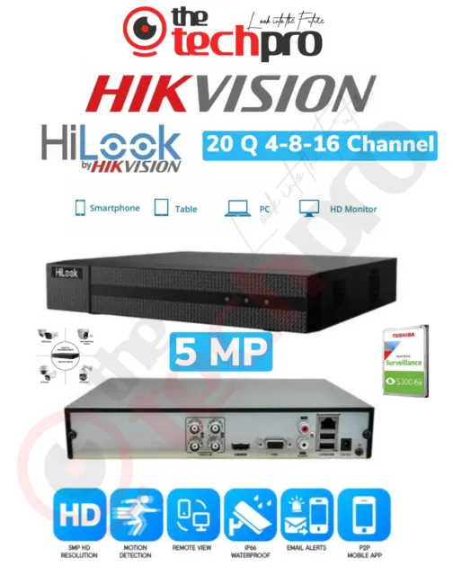 HIKVISION HILOOK 5MP DVR 20Q 4 8 16 CHANNEL 4K CCTV Security System HD Recorder