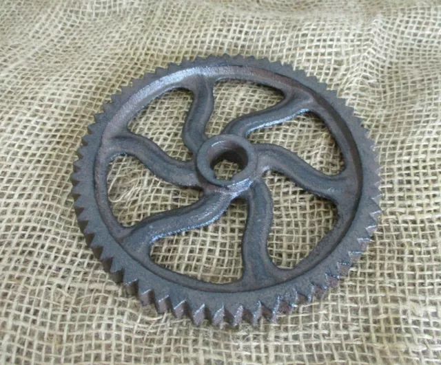 Cast Iron Sprocket Wheel Gear Pulley Pully Steampunk 6" Industrial Rustic Restor