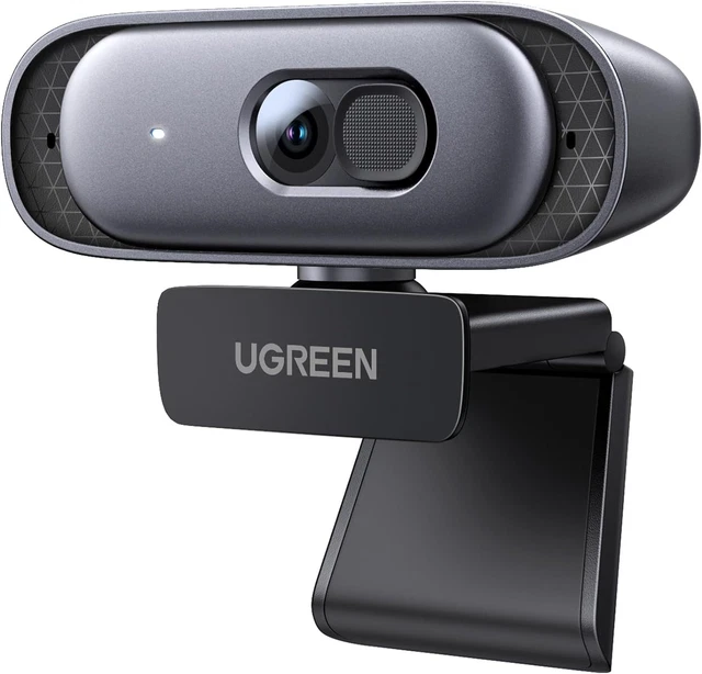 UGREEN 2K Webcam For PC Ultra HD 1080P Computer Webcam With Microphone, PC Camera With Privacy Cover, USB Web Camera For Streaming, Conference, Video Calling, Zoom, Skype, Teams, FaceTime, Grey