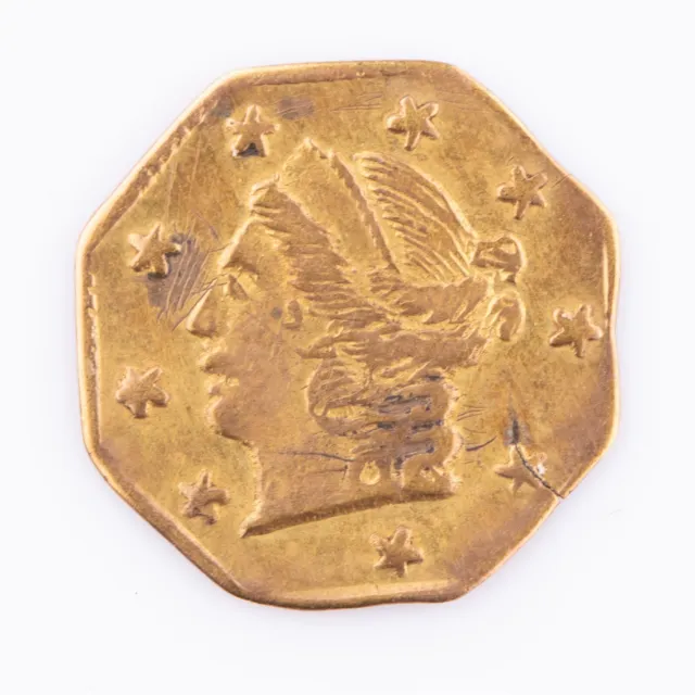 1870 California Fractional Gold Octagonal Details
