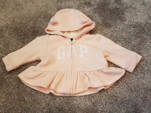 Baby GAP pink fleece hooded tracksuit jacket. 3-6 months. Excellent condition