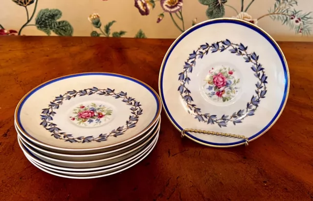 Antique Charles Ahrenfeldt Limoges Marie Louise Set Of 7 Saucers