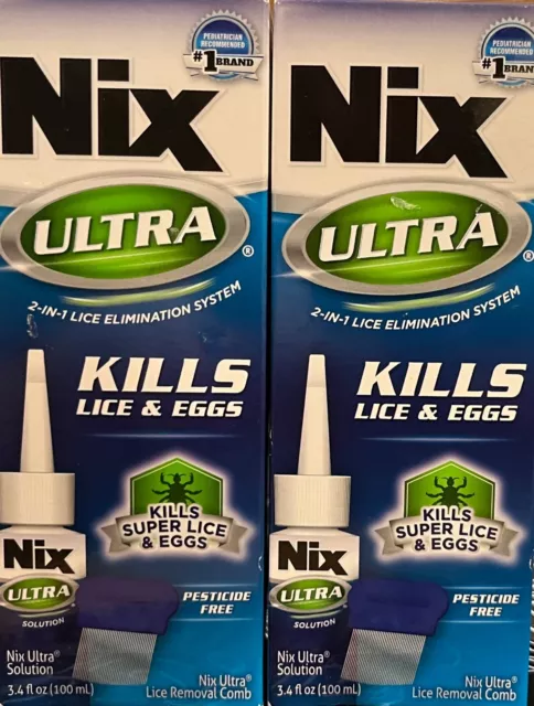 (2PACK)Nix Ultra Lice Spray Kit Kills Lice & Eggs Removal Comb 2-in-1, EXP: 3/23