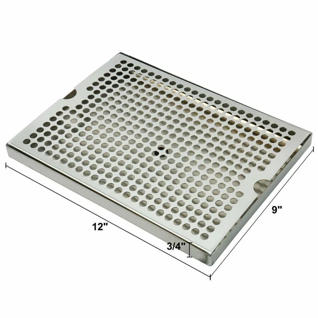 DasMarine Stainless Steel 12" x 9" Surface Mount Beer Drip Tray with Brass Drain