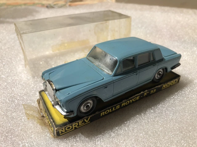 Ancien plastique 1/43 Rolls Royce Silver Shadow bleu foncé box Norev N° 33 , no mebetoys dinky - Collection
