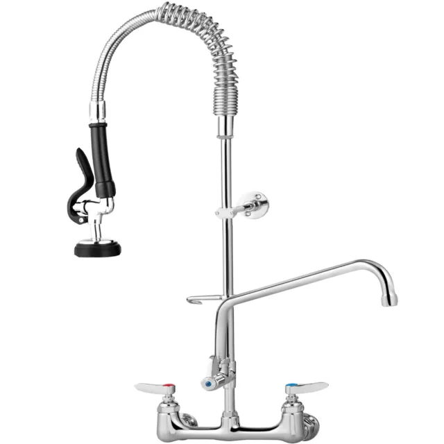 VEVOR 21"-44" Commercial Pre-rinse Faucet Wall Mount Sink Faucet 8" w/ Sprayer