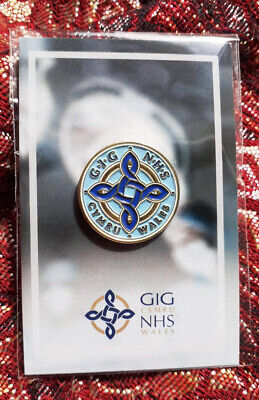GIG Cymru - NHS Wales Welsh enamel metal Pin Brooch Lapel badge bathodyn owmal