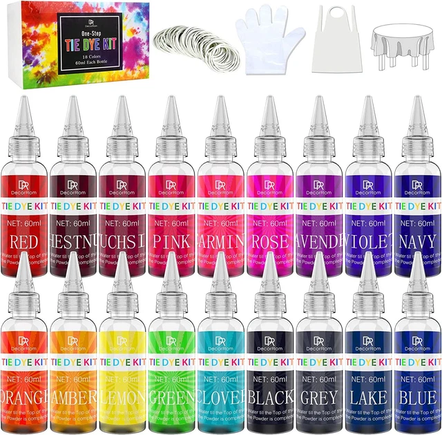 Kit de tinte de corbata - kits de tela de 18 colores para textil hágalo usted mismo 18 colores x 60 ml